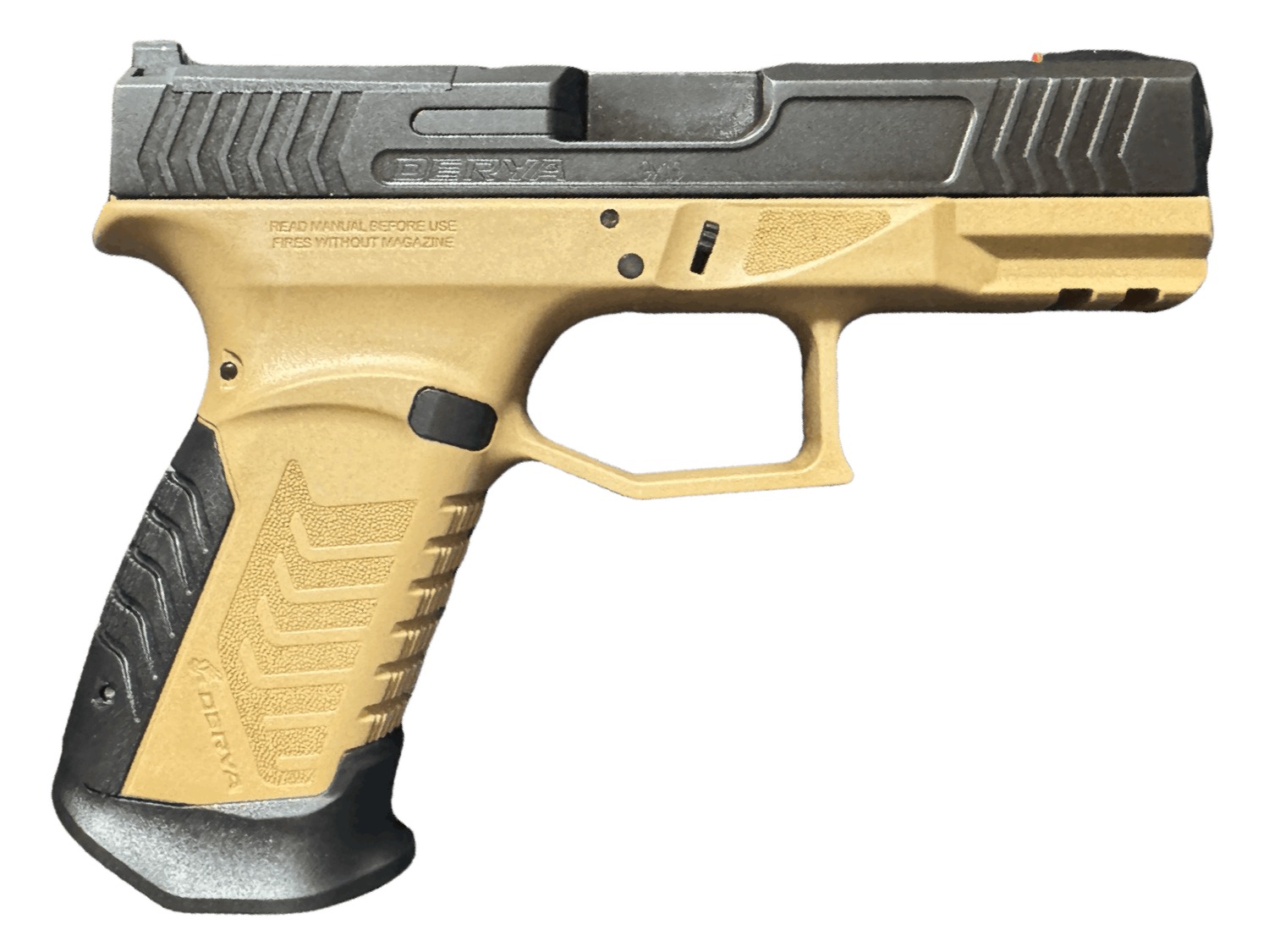 Tan and black Beretta semi-automatic pistol