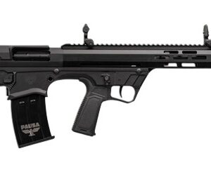 Black bullpup-style semi-automatic rifle with magazine