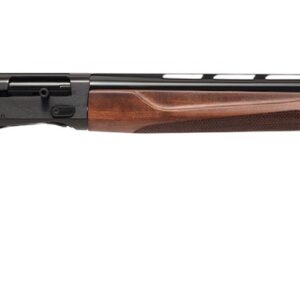Wood-stock semi-automatic shotgun on white background