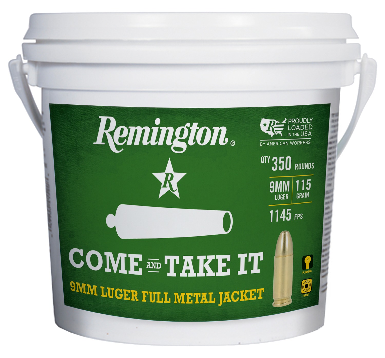 Remington 9mm Luger ammunition bucket, 350 rounds