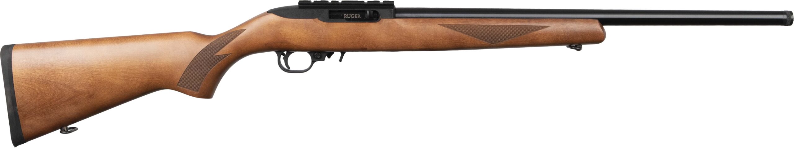 Ruger rifle with checkered wooden stock