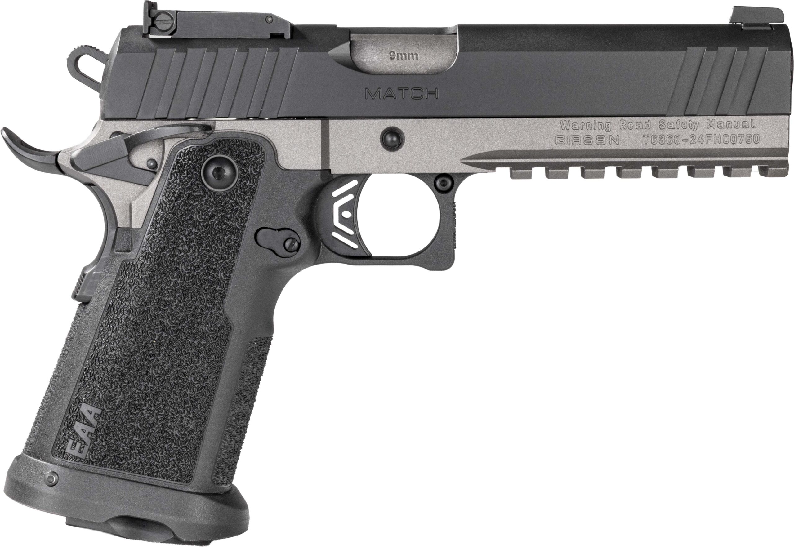 Close-up of a black tactical rifle receiver and grip
