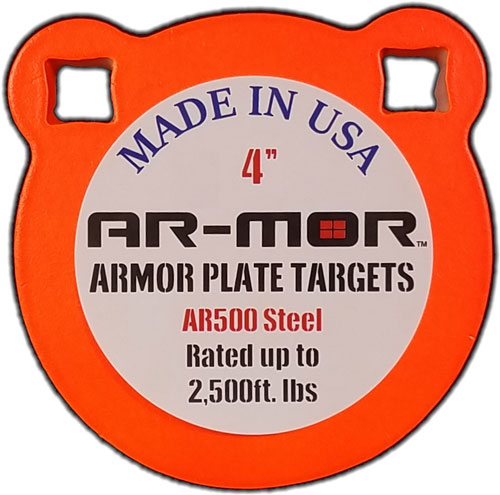 Orange AR-MOR 4-inch AR500 steel armor plate target
