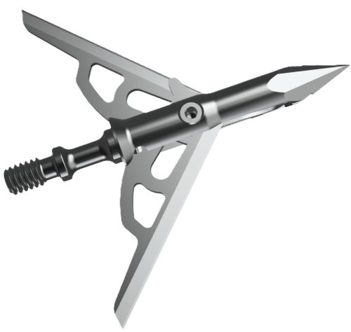 Three-blade mechanical broadhead arrow tip with threaded shaft