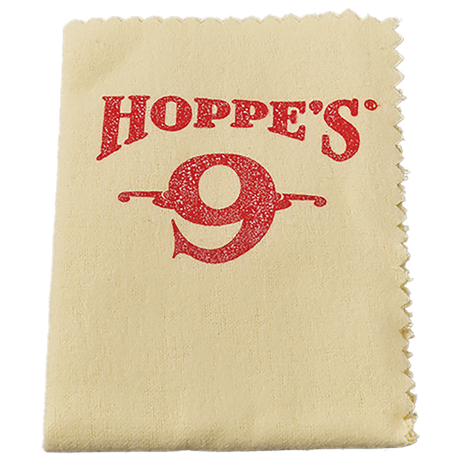 Vintage yellow Hoppe's gun-cleaning cloth with red logo