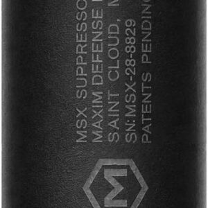 Black MSX suppressor with engraved product markings