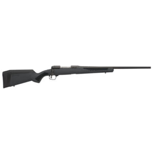 Black bolt-action rifle isolated on white background