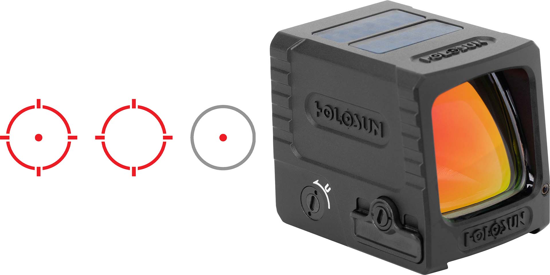 Holosun reflex sight with selectable circle-dot reticles