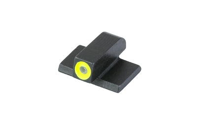 Black wedge-shaped mounting block with yellow circular insert