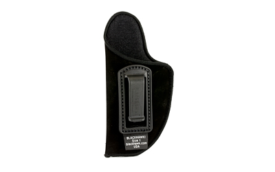Black suede belt holster with leather belt loop