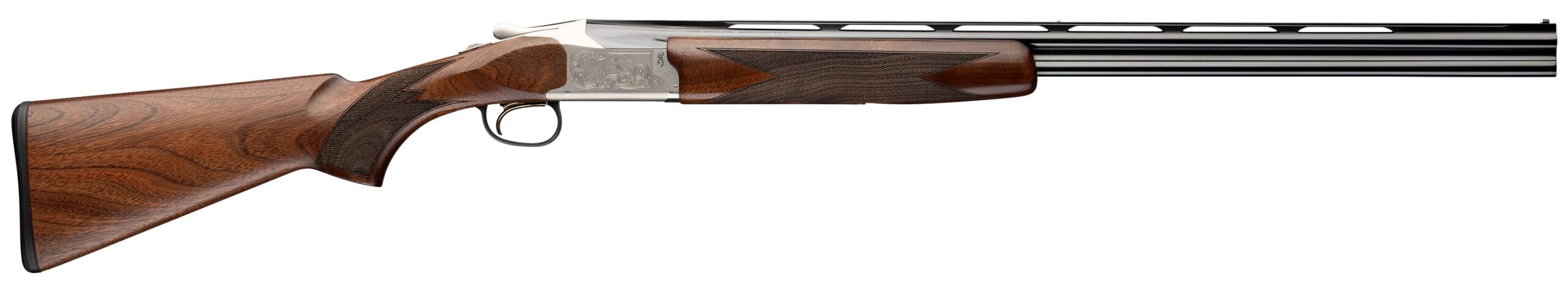 Engraved over-under shotgun with walnut stock
