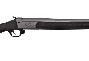 Side view of a black bolt-action rifle