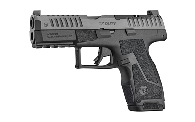 Black CZ Duti semi-automatic pistol on white background
