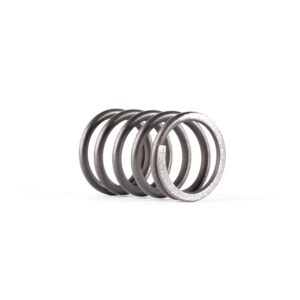 Close-up of a dark metal compression spring