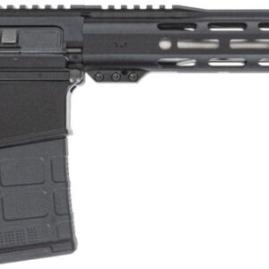 Black AR-style semi-automatic rifle with adjustable stock