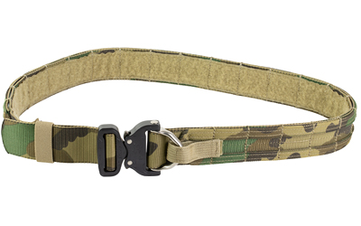 Camouflage tactical belt with black quick-release buckle