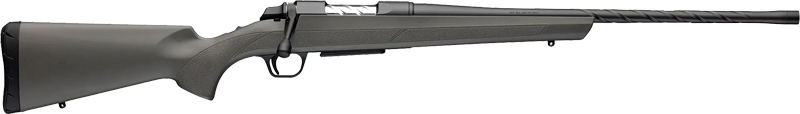 Side view of a black bolt-action hunting rifle