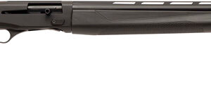 Black semi-automatic shotgun shown in side profile
