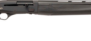 Black semi-automatic shotgun shown in side profile