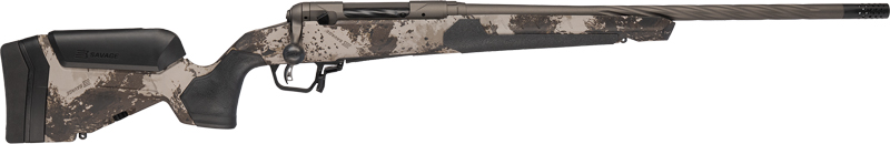Camouflage bolt-action hunting rifle on white background