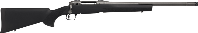 Side view of black bolt-action rifle