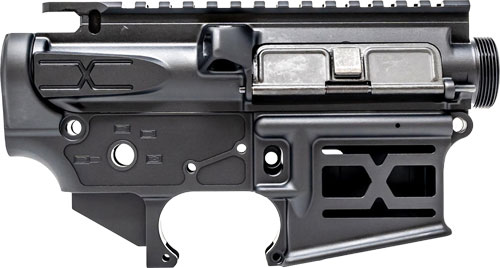 Black AR-15 upper and lower receiver assembly