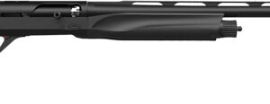Black semi-automatic shotgun shown in side profile