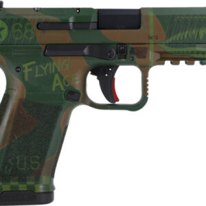 Camouflage green Flying Ace semi-automatic pistol side view
