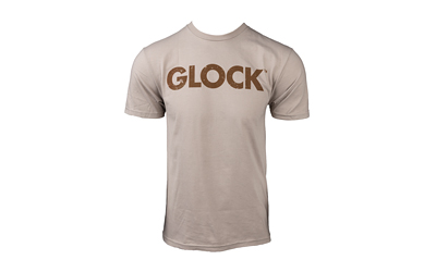 Tan Glock logo T-shirt displayed on white background