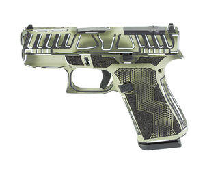 Olive green and black tactical semi-automatic pistol