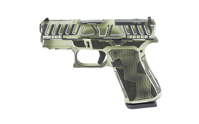 Olive green and black tactical semi-automatic pistol