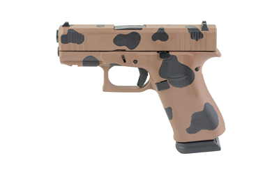 Tan camouflage semi-automatic handgun on white background
