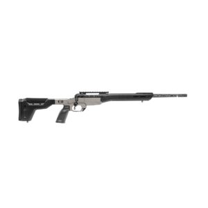 Carbon-fiber bolt-action precision rifle on white background