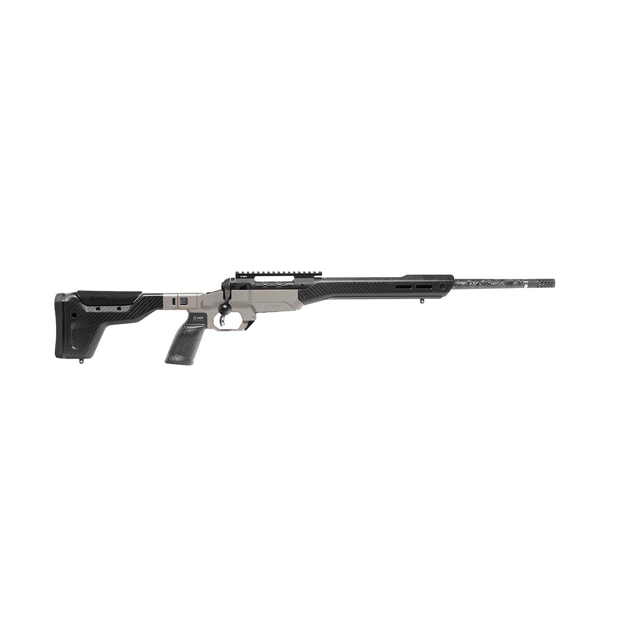 Carbon-fiber bolt-action precision rifle on white background