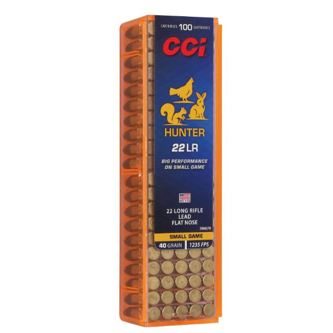 CCI Hunter .22 LR ammunition box with 100 cartridges