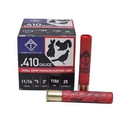 Box and red .410 gauge shotgun shells