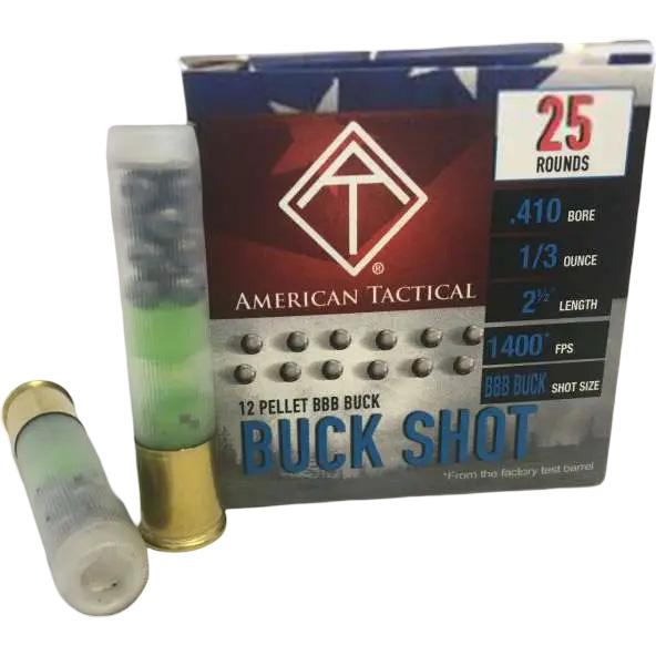 American Tactical .410 bore buckshot box and shells