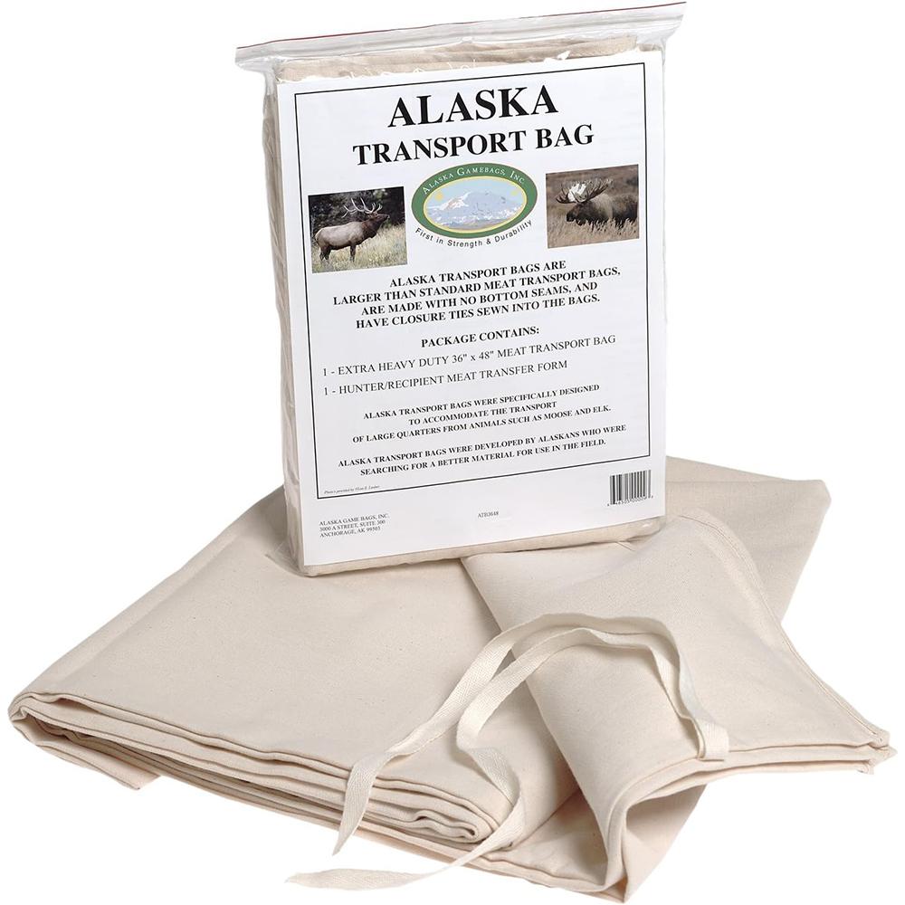 Alaska transport bag package with reusable canvas meat bag