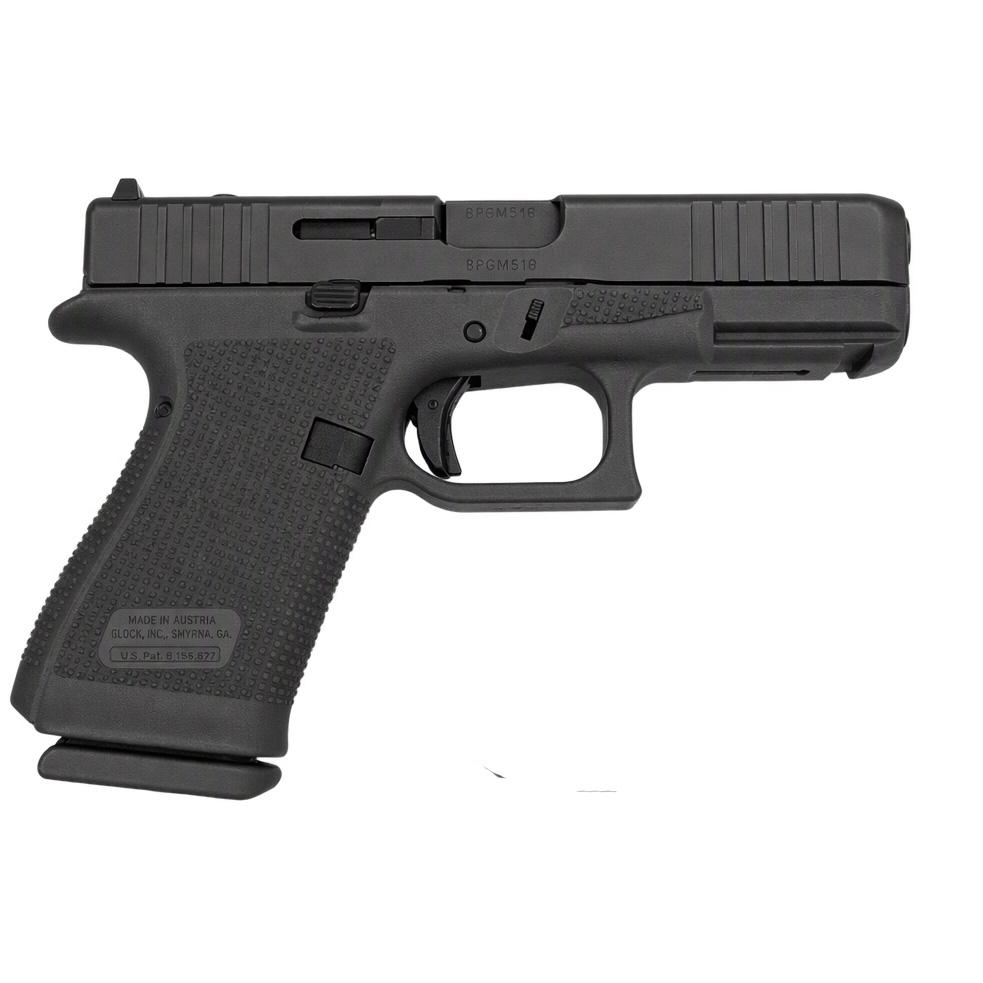 Black semi-automatic pistol shown in left-side profile
