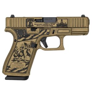 Engraved bronze handgun with American patriotic imagery