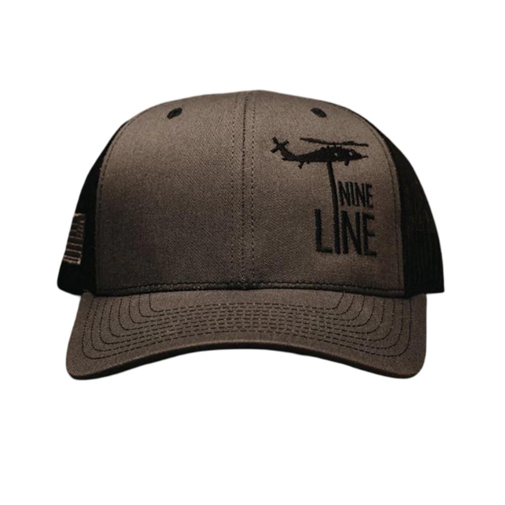 Brown and black Nine Line trucker cap with airplane logo