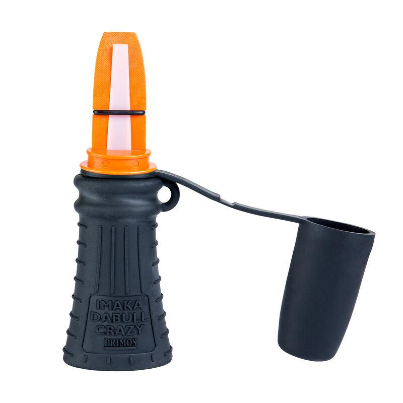Orange and black handheld hunting call with protective cap