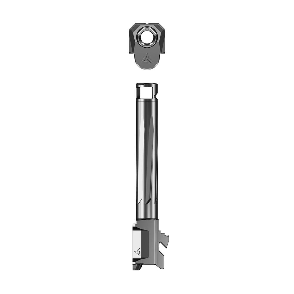 Exploded view of metallic mounting pin and circular cap