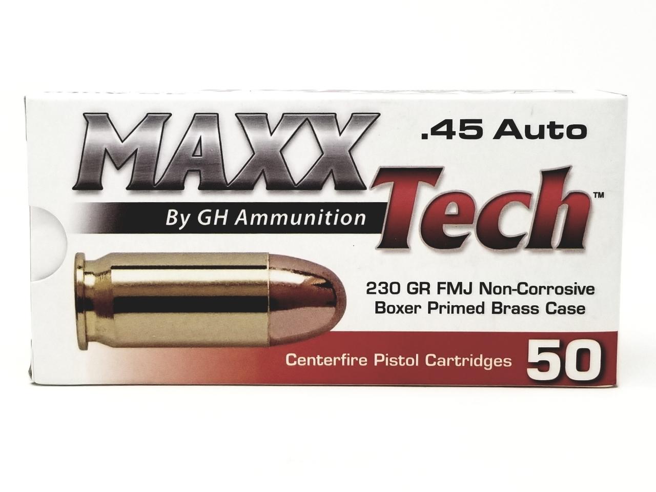 MAXX Tech .45 Auto 230-grain FMJ ammunition box