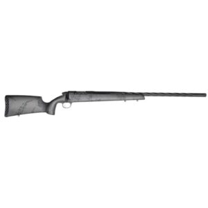 Carbon-fiber bolt-action rifle on white background