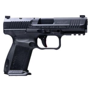 Black Canik Mete semi-automatic pistol shown in side profile
