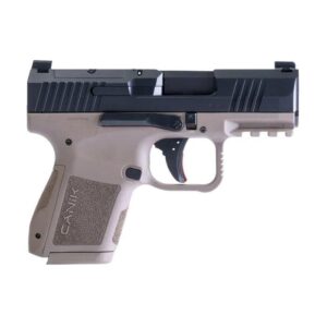 Two-tone Canik semi-automatic pistol on white background