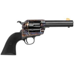 Black single-action revolver with antique-style mottled metal finish