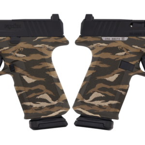 Camouflage-patterned Ruger RXM semi-automatic pistol close-up