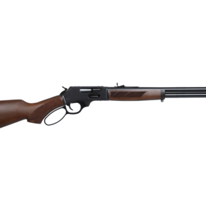 Close-up of a wood-stocked air rifle